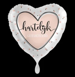 Folieballon Hartelijk Gefeliciteerd Hart Roze