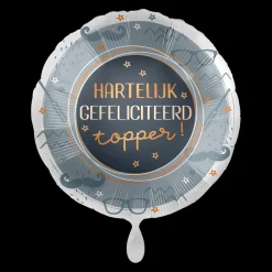Folieballon Hartelijk Gefeliciteerd Topper