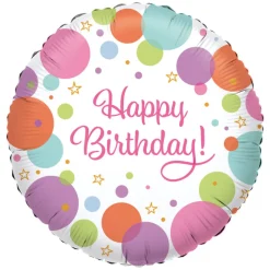 Folieballon Standard HBD Polka Dots