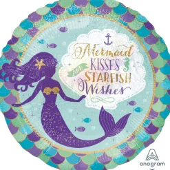 Folieballon Standard Holographic Mermaid Wishes & Kisses