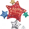 Folieballon SuperShape Satin Birthday Satin Star