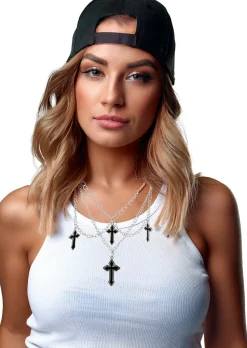 Gothic Ketting 4 Crosses