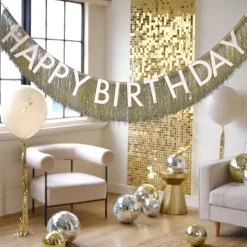 Gouden slinger Happy Birthday 150cm
