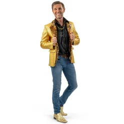 Gouden jas met panterprint Heren
