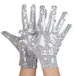 Handschoenen pols Sequins zilver