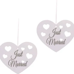 Hangdecoratie Just Married hearts 5st