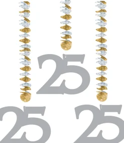 Hangdecoratie zilver 25 jaar 3st