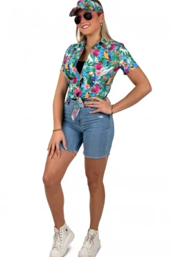 Hawaiiblouse dames met zonneklep