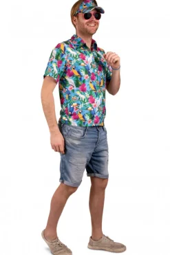 Hawaiiblouse heren met zonneklep