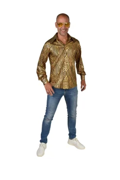 Herenblouse holograpic black and gold