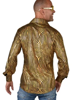 Herenblouse holograpic black and gold