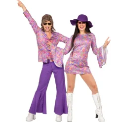 Herenhemd hippie paars