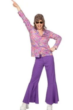 Herenhemd hippie paars