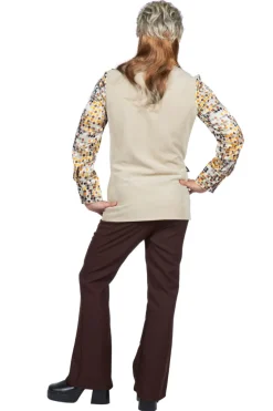 Herenpak Jaren 70 Hippie met Kraag - lichtbruin