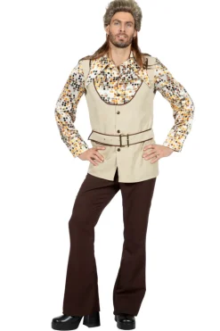 Herenpak Jaren 70 Hippie met Kraag - lichtbruin