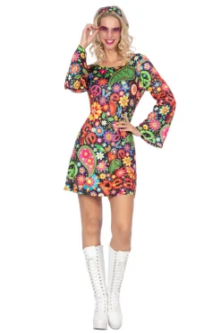 Hippie jurkje zwart peace