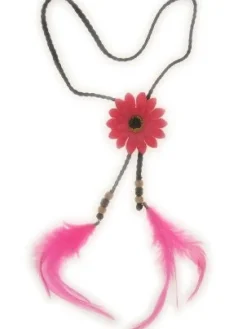 Hoofdband met witte bloem en veren