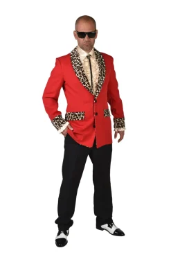 Jaren 50 Colbert voor Heren Panterprint - rood