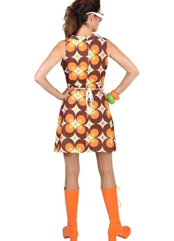 Jaren 60 jurk brown circles