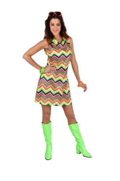 Jaren 80 jurk Neon stripes