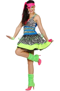 Jaren 80 Jurk Panter neon