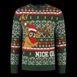 Kersttrui naughty or nice Rudolph unisex