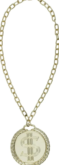 Ketting dollar medaillon plastic 13cm
