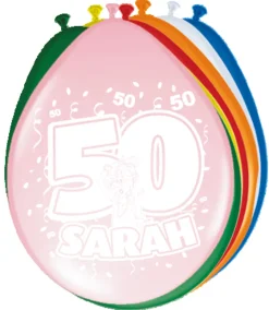 Latex ballonnen Sarah 50 jaar 8st