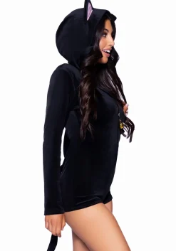 Leg Avenue Black Velvet Kitty Cat Romper