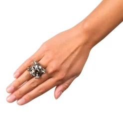 Metalen doodskop ring