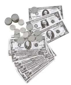 Nep geld Dollar biljetten en munten