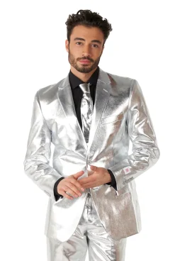 OppoSuits Shiny Silver kostuum heren