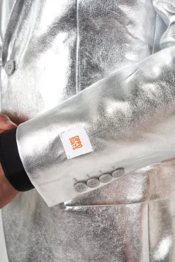 OppoSuits Shiny Silver kostuum heren