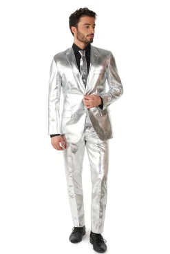OppoSuits Shiny Silver kostuum heren