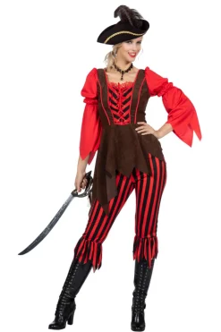 Piratenkostuum red stripes dames