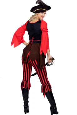 Piratenkostuum red stripes dames