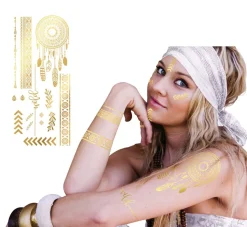 Plaktattoos hippie goud