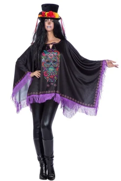 Poncho Day of the Dead Paars