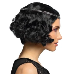 Pruik Flapper met hoofdband zwart