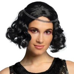 Pruik Flapper met hoofdband zwart