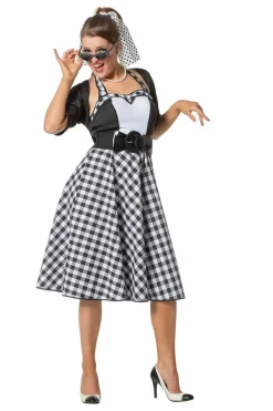 Rock and Roll Jurk voor Dames zwart wit