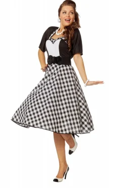 Rock and Roll Jurk voor Dames zwart wit