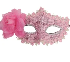 Roze oogmasker met bloem