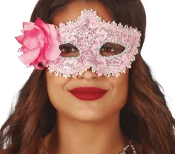 Roze oogmasker met bloem