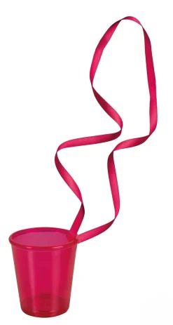 Set van 6 roze shotglaasjes aan ketting