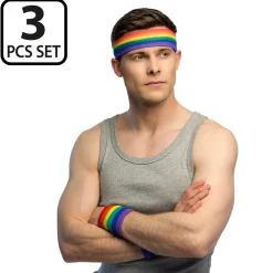 Set zweetbandjes regenboog