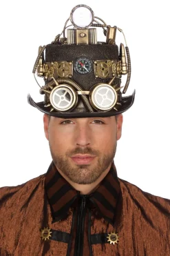 Steampunk hoed luxe met mijnlamp
