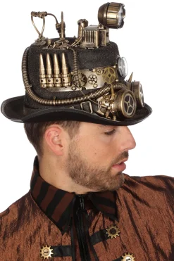 Steampunk hoed luxe met mijnlamp