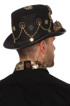 Steampunk hoed met bril en ketting