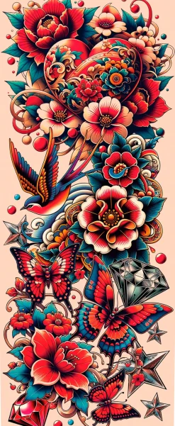 Tatoeage mouw Colorfull